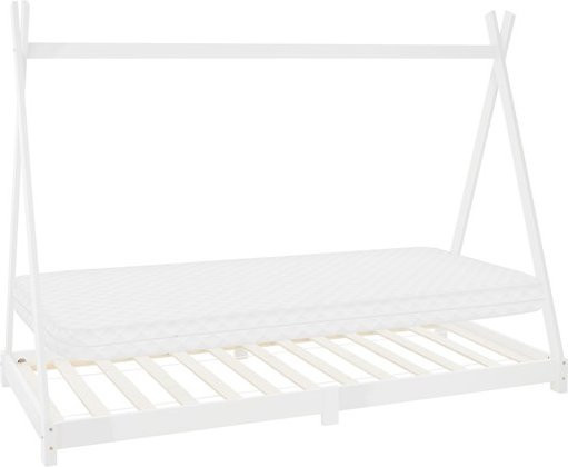 ML-Design Kinderbett Tipi aus Kiefernholz in Weiß inklusive Matratze und Lattenrost, B: 90 cm, L: 200 cm, Matratzenhöhe: 10 cm - Bild 1