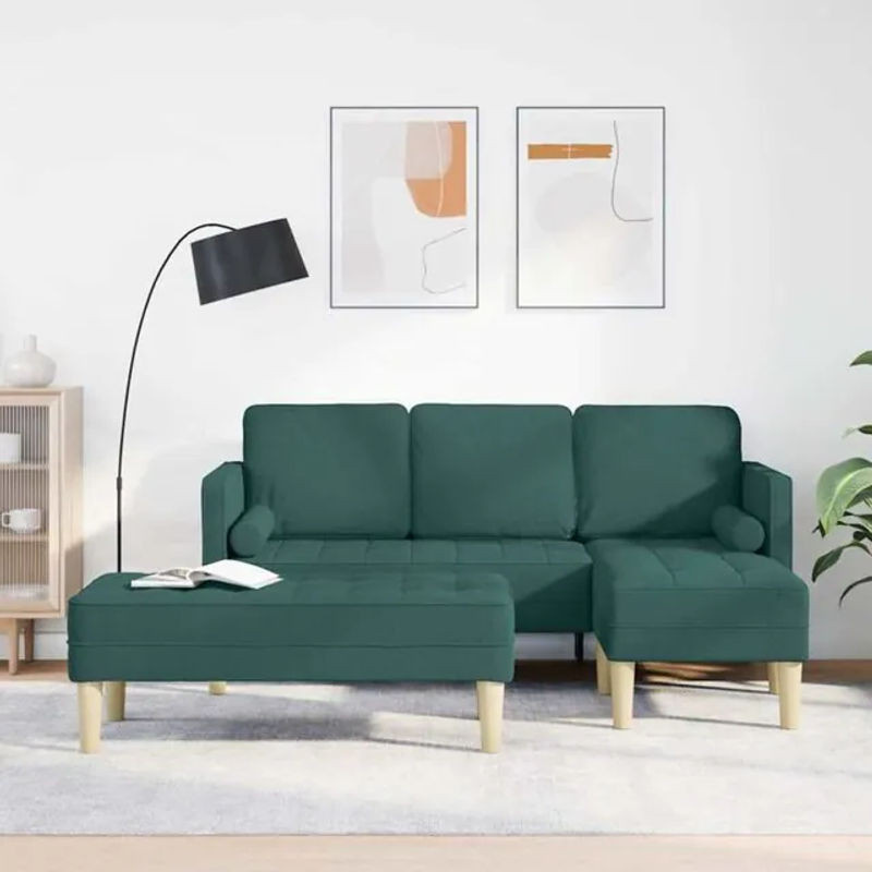 Modernes minimalistisches Sofa Set aus Stoff von vidaXL in Grün, B/T/H: 173 x 131 x 67 cm - Bild 1