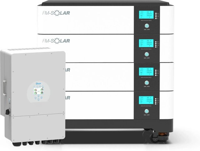 Deye 3-Phasen Hybrid-Wechselrichter On/Off-Grid 8kW mit 40kWh LiFePO4 Stapel-Batteriespeicher in Weiß - Bild 1