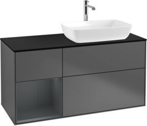 V&B Waschtischunterschrank Finion mit Wandbeleuchtung, Anthrazit lackiert, Breite: 120 cm, Tiefe: 50,1 cm, Höhe: 50,1 cm - Bild 1