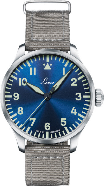 Laco Fliegeruhr, Automatik, Edelstahl, Blau, Textil/NATO, 42 mm - Bild 1