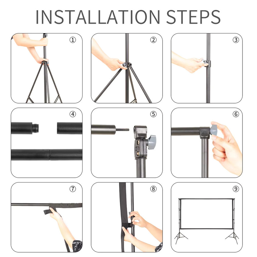 SH Tragbarer Outdoor-Projektionsständer mit 16:9 Beamer-Leinwand für einfachen Aufbau - Bild 3