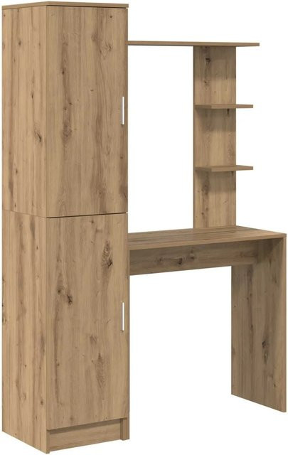 vidaXL Schreibtisch und Hochboard Set in Artisan-Eiche, 2-teiliges Büro-Set für Home-Office und professionelle Nutzung, Farbe: Braun - Bild 1