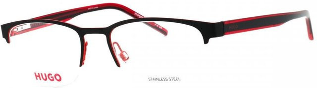 Hugo HG 1247 OIT Korrektionsbrille, Herren, Halbrand, rechteckig, Edelstahl, black red - Bild 1