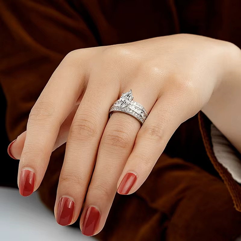 Huitan Eheringe, Zirkonia, Silber, Damen - Bild 4
