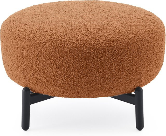 Kartell Lunam Pouf Curly Hocker aus Bouclé mit Metallgestell in Orange und Braun - Bild 1