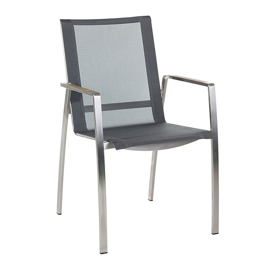 Diamond Garden Gartenmöbelset Venedig mit Levanto Ausziehtisch, Hochlehner Stapelstühle und Fußhocker, Schwarz/Silber, B/T: 220 x 100 cm bis 320 x 100 cm - Bild 2