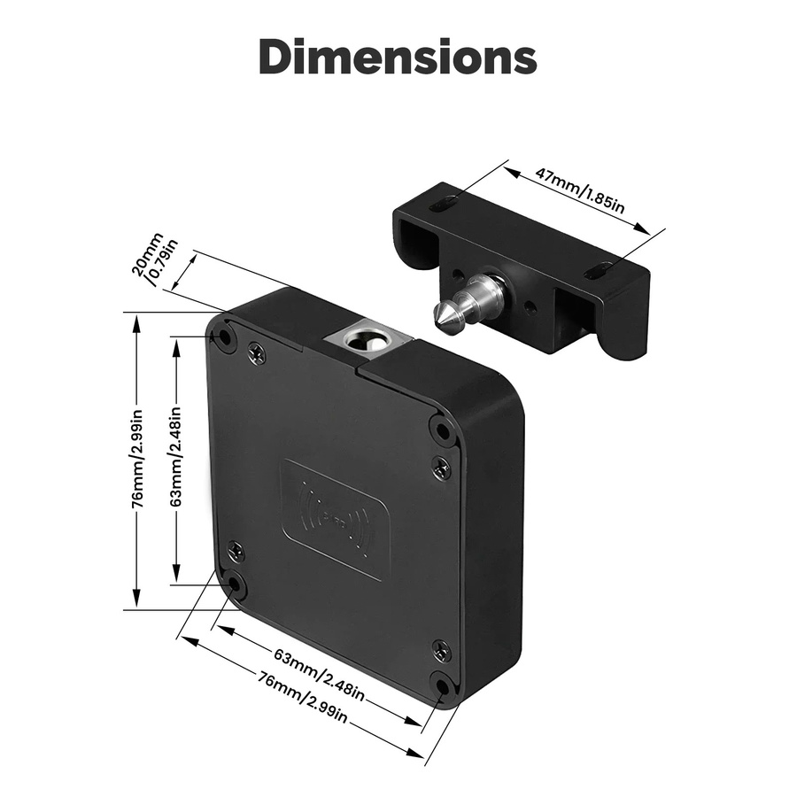 MOES Smart Bluetooth Schubladenschloss in Schwarz mit Tuya App Fernbedienung und IC-Karten-Sicherheitsschloss für Holzschränke und Schließfächer - Bild 6