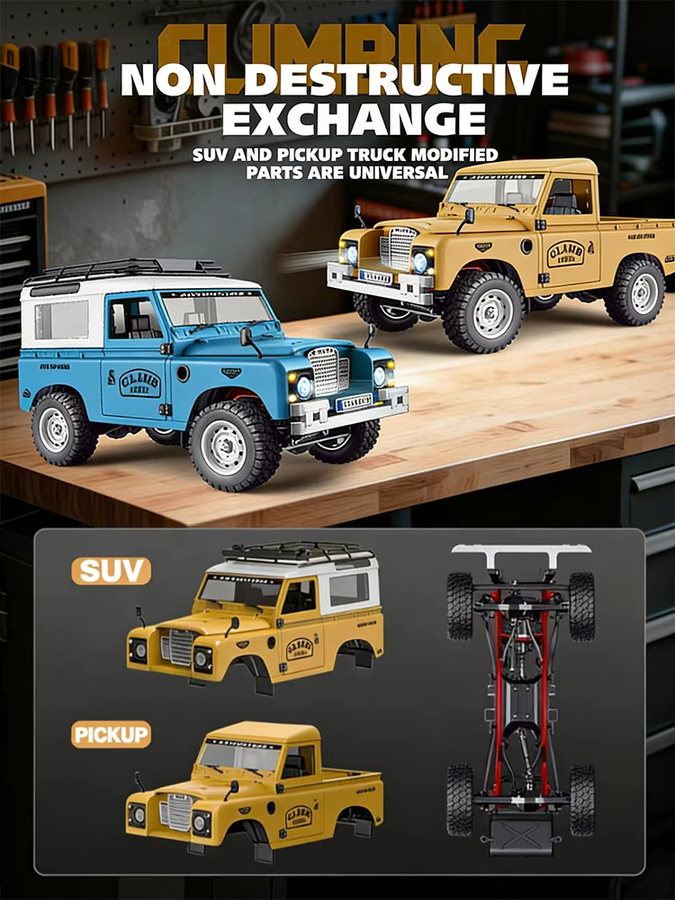 FMS 4WD RC Kletter-Defender Pickup, Offroad-Fahrzeugmodell, 1:10, mit Licht und Sound - Bild 5