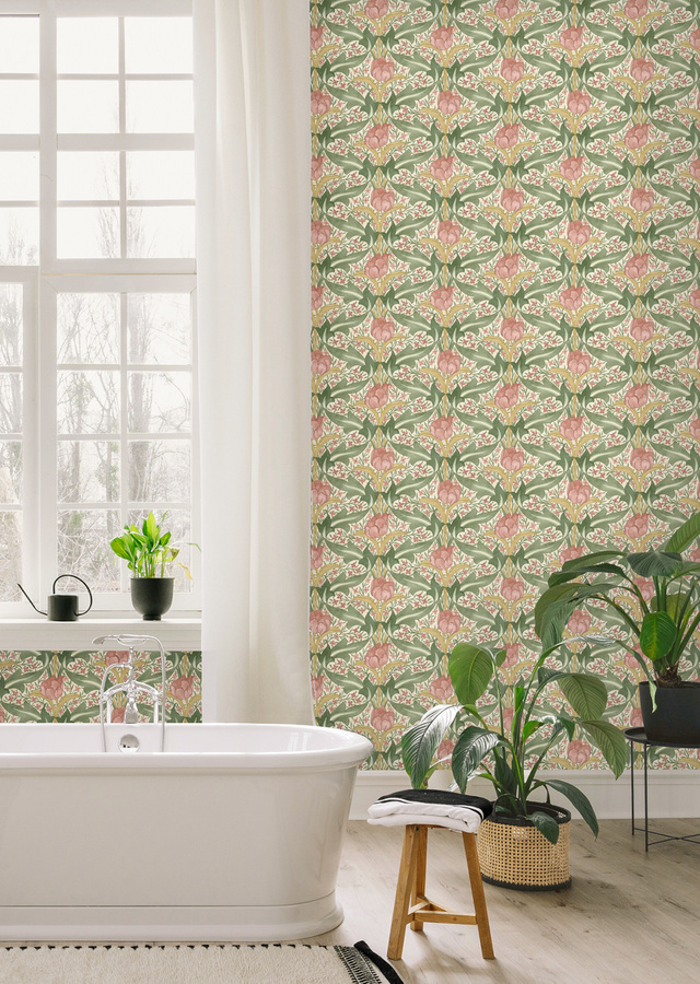 GP & J Baker Tapete Tulip & Jasmine in Blush mit floralem Botanical-Design, Non-Woven, Mehrfarbig - Bild 1