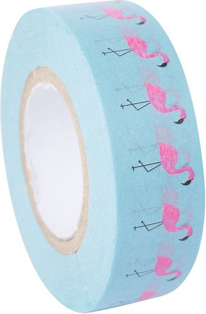 Rayher Washi Tape Flamingos in Türkis, Pink und Blau - Bild 1