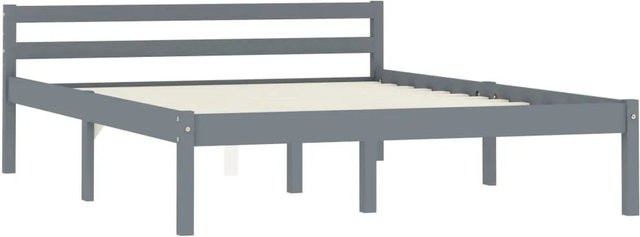 vidaXL Massivholzbett aus Kiefer in Grau, Modernes Bettgestell für Erwachsene, B/T/H: 140 x 200 x 60 cm - Bild 1