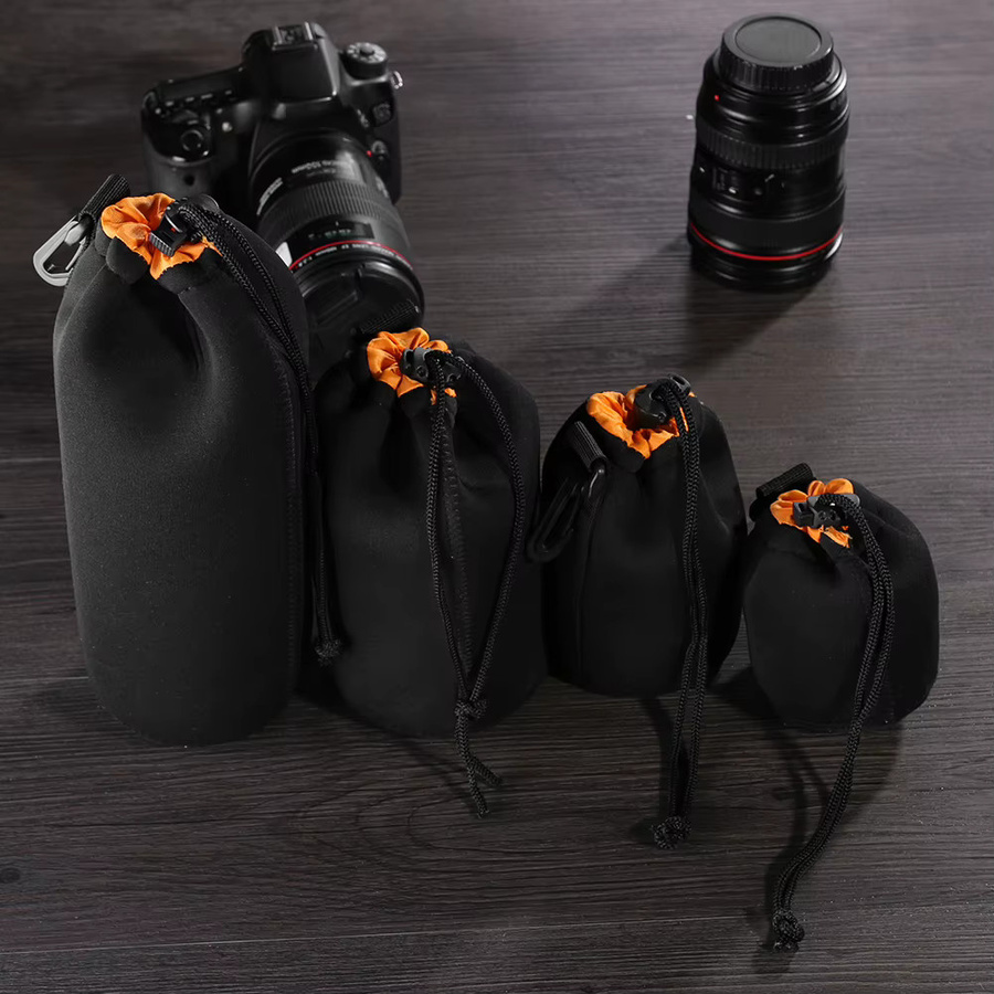 Wasserdichte Neopren Objektivschutzhülle mit Kordelzug in Schwarz für Canon und Sony Digitalkameras - Bild 2