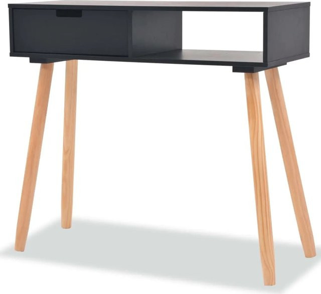 vidaXL Konsolentisch aus Kiefernholz in Schwarz und Braun, rustikaler Beistelltisch mit vier Beinen, B/T/H: 80 x 30 x 72 cm - Bild 1