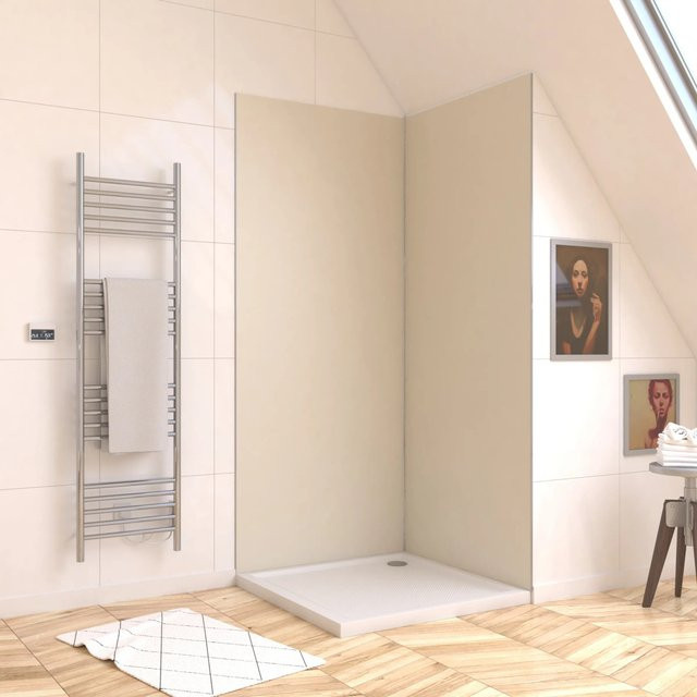 Aurlane Design-Duschwand aus Glas in Satin Ivory, B/H: 90 x 210 cm, Dicke: 0,3 cm, Farbe: Weiß/Beige - Bild 1