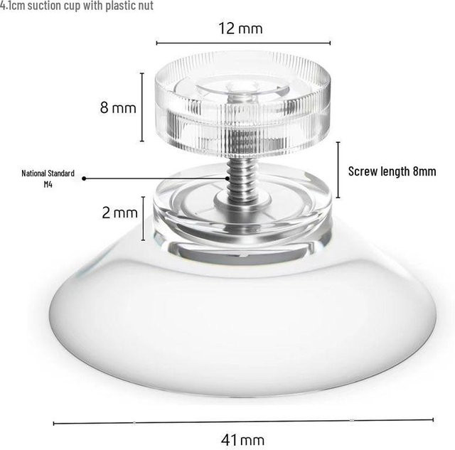HomeHarmony Transparenter PVC-Saugnapf mit Gewindestange M4/M6/M8 und rutschfestem Fußpolster - Bild 1