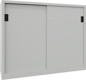 Pavoy Schiebetürenschrank aus Stahl mit 4 verzinkten Böden, Farbe: Grau, B/T/H: 120 x 150 x 40 cm - Bild 1