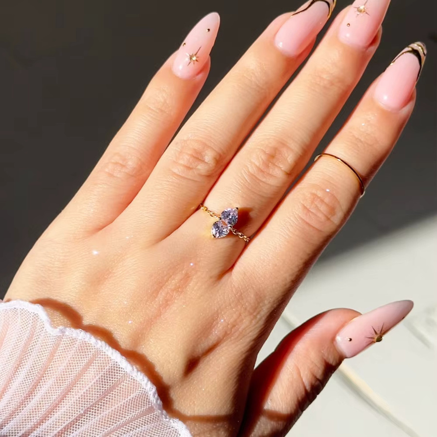 YUYAN Ring Doppel Herz, Zirkonia, Damen, Verlobung, Hochzeit - Bild 2