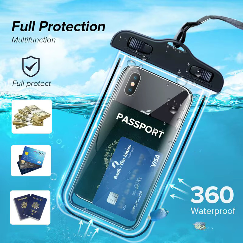 Ricestate IPX8 Universal Wasserdichte Handyhülle für iPhone, Xiaomi, Samsung und Huawei, Farbe: Blau und Transparent - Bild 4