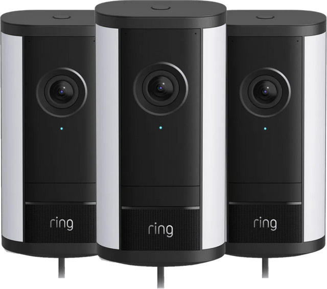 Ring Spotlight Kamera Pro 2. Generation, kabelgebunden, Schwarz, 3er-Pack - Bild 1