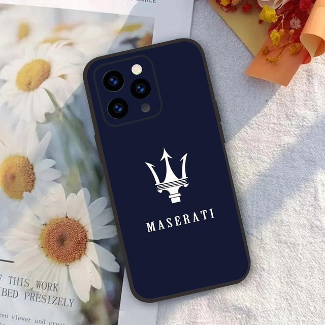 Silikon Handyhülle im Maserati Sportwagen Design für iPhone 16 15 14 13 12 11 Pro Max Plus XR in Schwarz und Blau - Bild 1