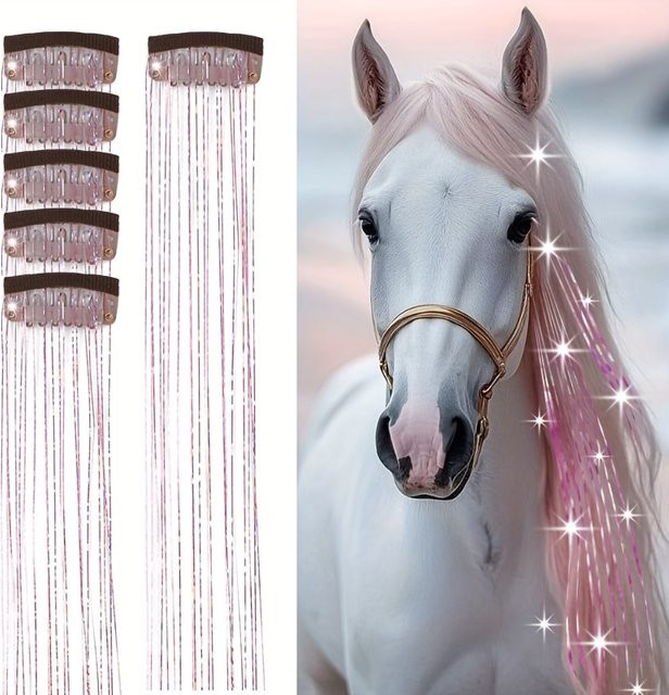 Refeeny Glitzernde Feenhaarverlängerungen, 20-Zoll-Haarverlängerungen aus synthetischen Fasern, mit 6 Clips - Bild 1