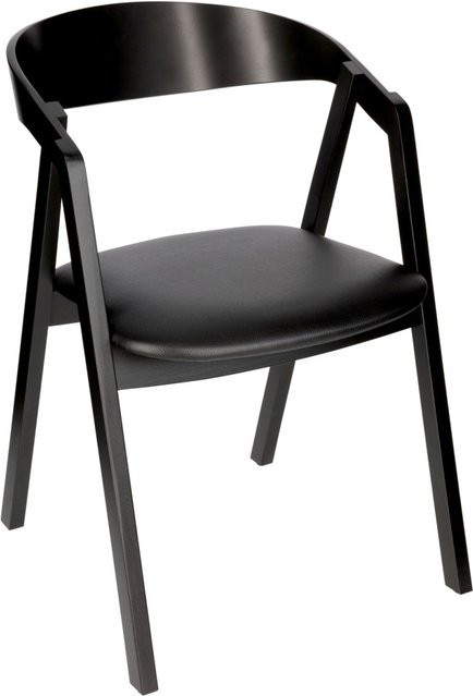VEGA Stapelstuhl Calma aus Kunstleder und Buchenholz in Schwarz, 2er Pack, B/T/H: 54 x 53 x 79 cm - Bild 1