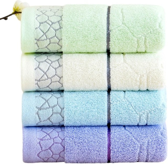 Inyahome Baumwollhandtücher bestickt und schnell trocknend, Grün und Lila, B: 34 cm, L: 74 cm oder B: 70 cm, L: 140 cm - Bild 1