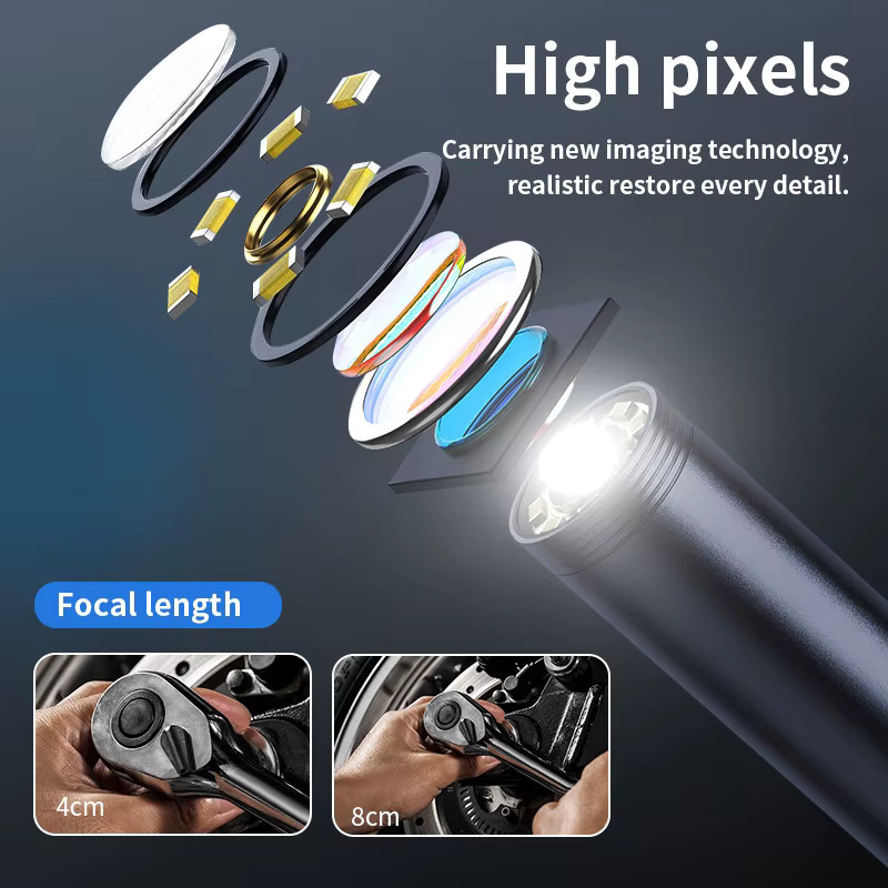 JJRC USB-C Endoskop Boreskop-Inspektionskamera mit 6 LED-Leuchten, IP67 wasserdicht, Schwarz - Bild 2