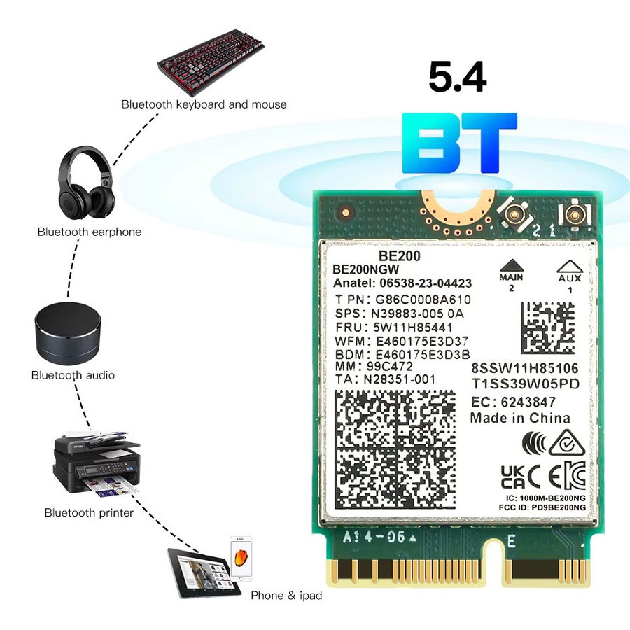 TelDaykemei Wi-Fi 7 BE200 WLAN-Karte mit Bluetooth 5.4, Tri-Band 2,4/5/6 GHz, 5,8 Gbit/s für Windows 11 PC und Laptop - Bild 4