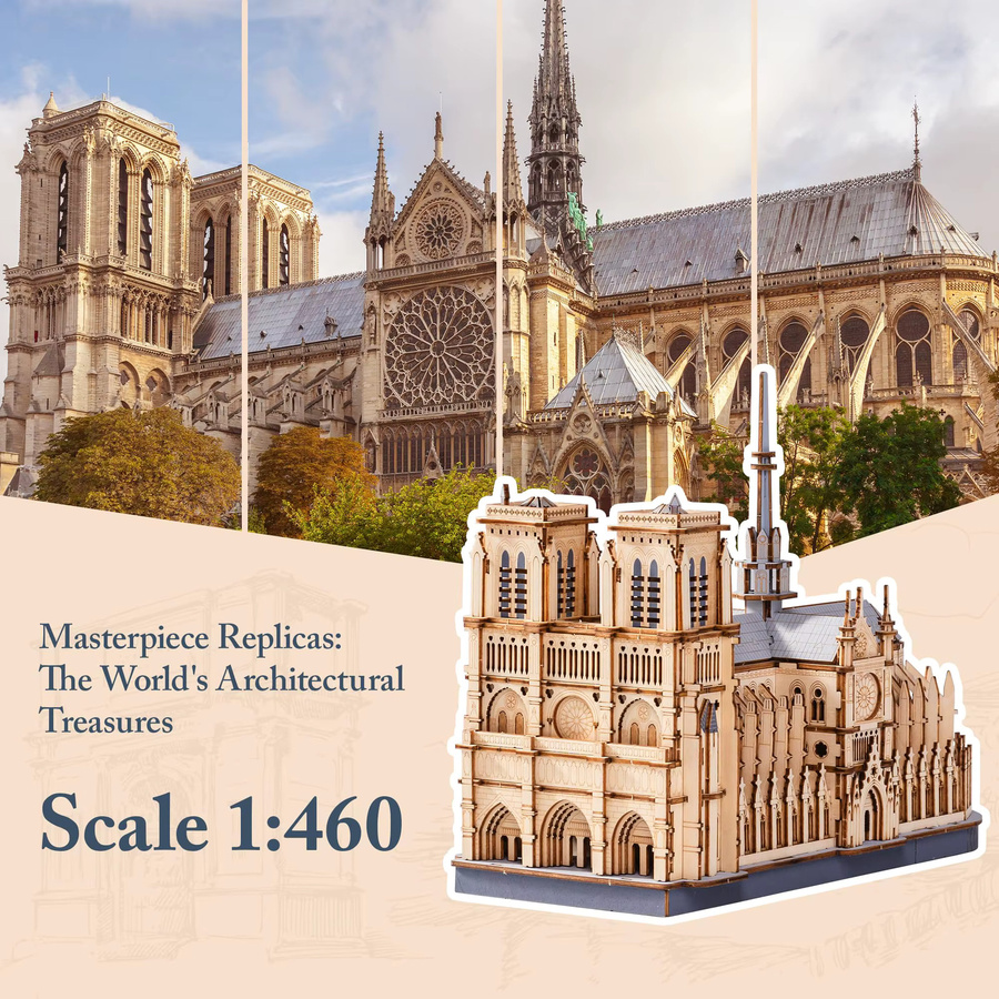 Robotime Pariser Kathedrale, 3D Holzpuzzle, Holzmodell-Bausatz, nicht für Kinder unter 3 Jahren - Bild 3