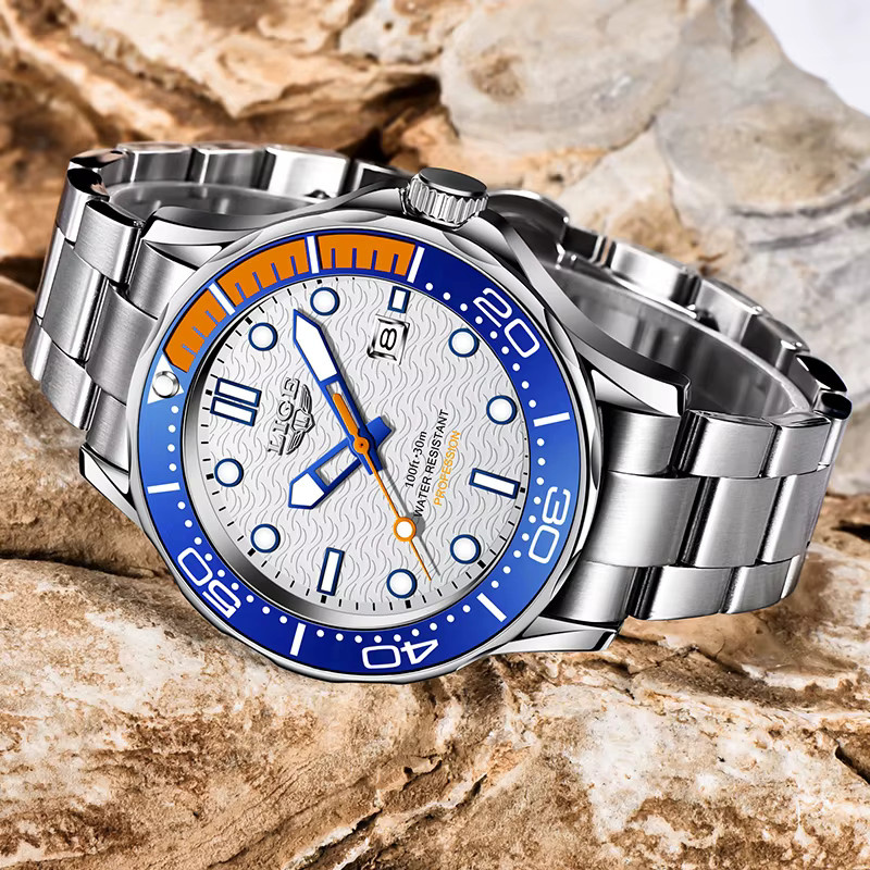 LIGE Armbanduhr Quarz, Edelstahl, Bicolor, Datum, Herren - Bild 2