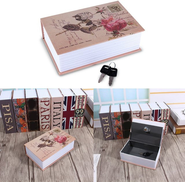 Qiilu Buchsafe im Vintage-Wörterbuch-Design mit Schloss als Sicherheitsbox für Geld und Schmuck - Bild 1