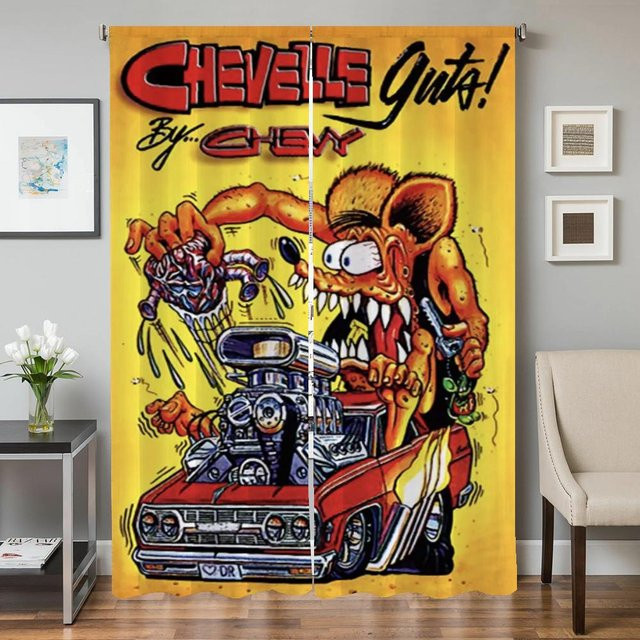Quarto Verdunkelungsvorhang mit Tier-Grafik in Gelb, 2er-Set, Breite: 50 cm, Höhe: 70 cm - Bild 1
