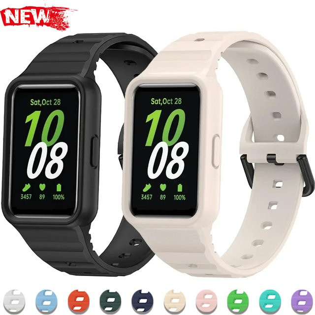 CAOWTAN Silikonarmband + Hülle für Samsung Galaxy Fit 3, Schwarz, Unisex - Bild 1