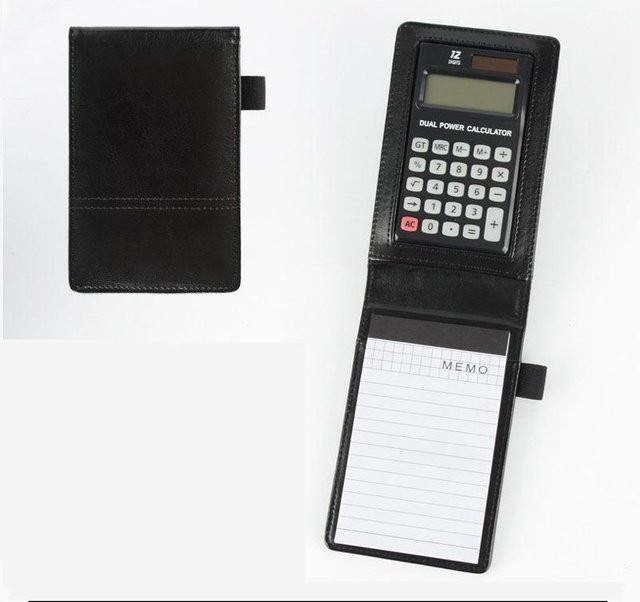 NATAWA A7 Multifunktionaler Business-Notizblock mit Taschenrechner und Haftnotizen aus Kunstleder in Schwarz - Bild 1