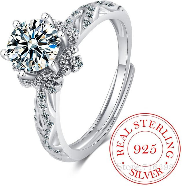 Ring 925 Sterlingsilber, Kristall, Damen Herren, verstellbar - Bild 1