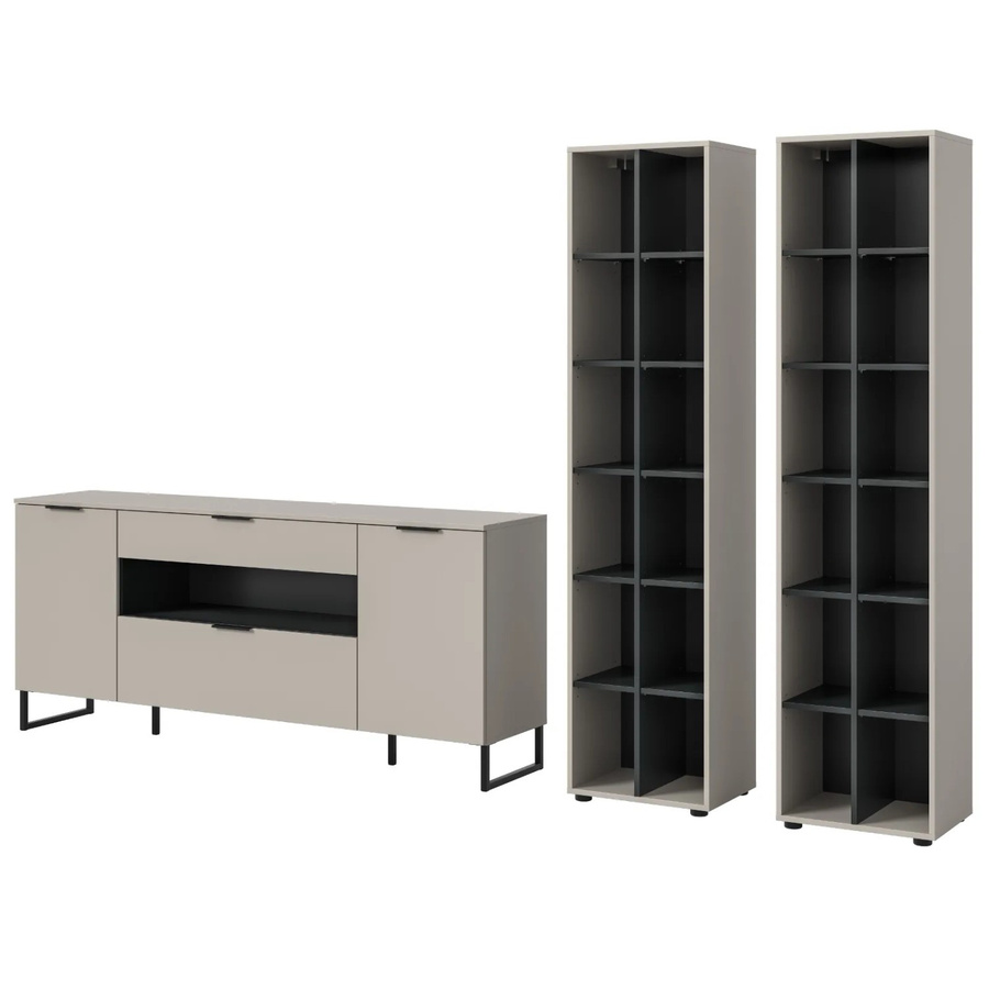Wohnwand Morena von Inn.Furn in Kaschmir und Schwarz, Breite: 305 cm - Bild 1