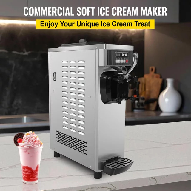 SIHAO Gewerbliche Tisch-Eiscrememaschine mit Einzelkopf in Silber aus Edelstahl mit Warmhaltefunktion und Materialmangelwarnung - Bild 1