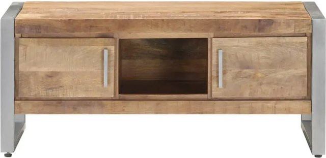 vidaXL Couchtisch aus Mangoholz in Braun und Weiß, rechteckig, B/T/H: 95 x 50 x 40 cm - Bild 1