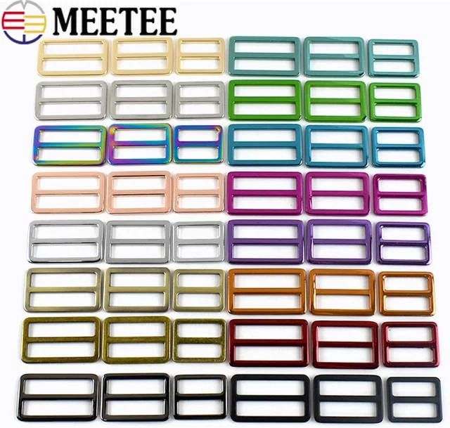 Meetee Metall-Taschenring-Schnallen Tri Glide Slider für Rucksackgurte und Gurtband, verstellbarer Verschluss, 5/10 Stück, Größe: 20–38 mm - Bild 1