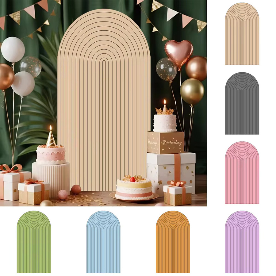 Yeele Gestreifte Bogenabdeckung aus elastischem Spandex für Hochzeit, Baby Shower und Porträts, Rund, Doppelseitig - Bild 1