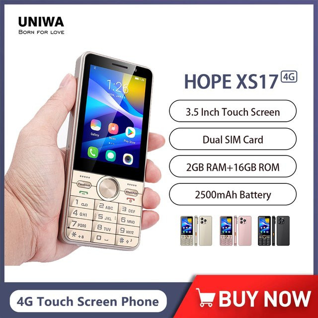 UNIWA HOPE XS17 4G Smartphone mit Tastatur, Android 8.1, 3,5 Zoll Touchscreen, 2GB RAM, 16GB Speicher, Gold - Bild 1