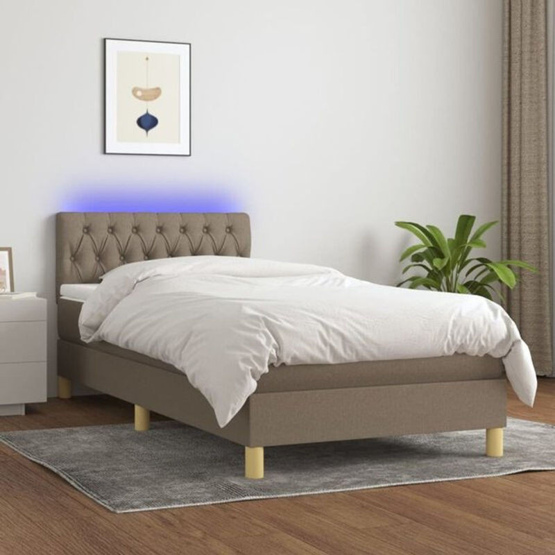 vidaxl Boxspringbett mit Matratze in Taupe meliert, Stoff und Holzwerkstoff, B/T/H: 90 x 200 x 78 cm - Bild 1
