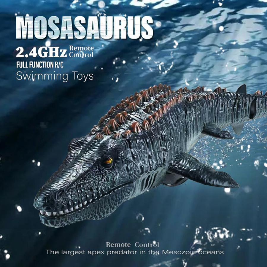 LYZRC Mosasaurus RC Unterwasser Spielzeug mit Licht und Spray, grau - Bild 3