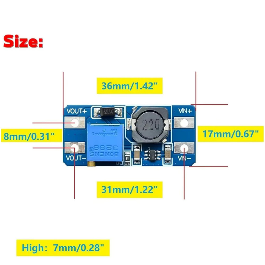 AOKIN MT3608 DC-DC Step Up Boost Converter Spannungsregler Modul Blau - Bild 2