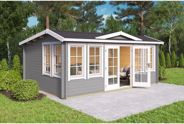 Lasita Blockbohlenhaus Balmoral Gartenhaus mit Satteldach in Grau, B/T/H: 530 x 380 x 239 cm - Bild 1