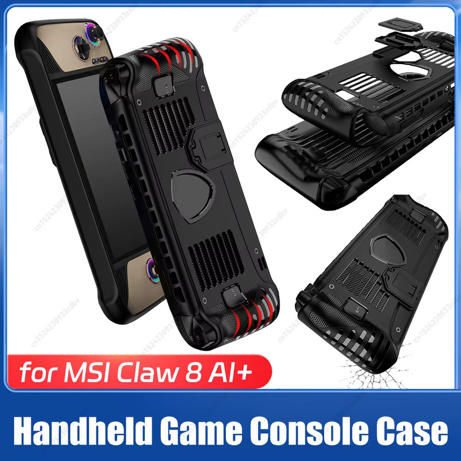 Stoßfeste TPU Schutzhülle mit Ständer für MSI Claw 8 AI+ 2025 in Schwarz - Bild 2