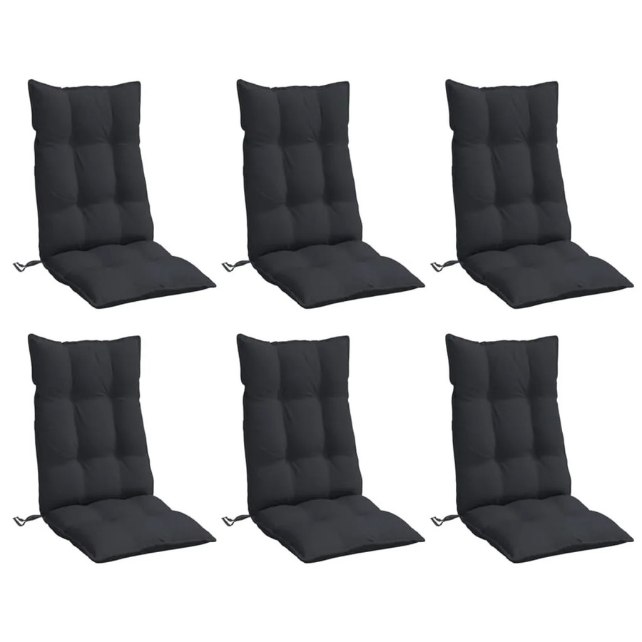 6er Set vidaXL Hochlehner-Auflagen aus wasserabweisendem Polyester in Schwarz - Bild 2