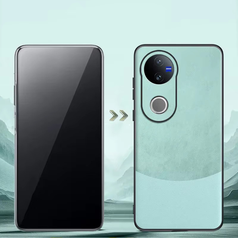 EUCAGR Luxus Leder Handyhülle für VIVO V50 in Schwarz - Bild 3